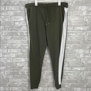 ASOS Olive Green Men's Jogger Pants with White Side Stripe